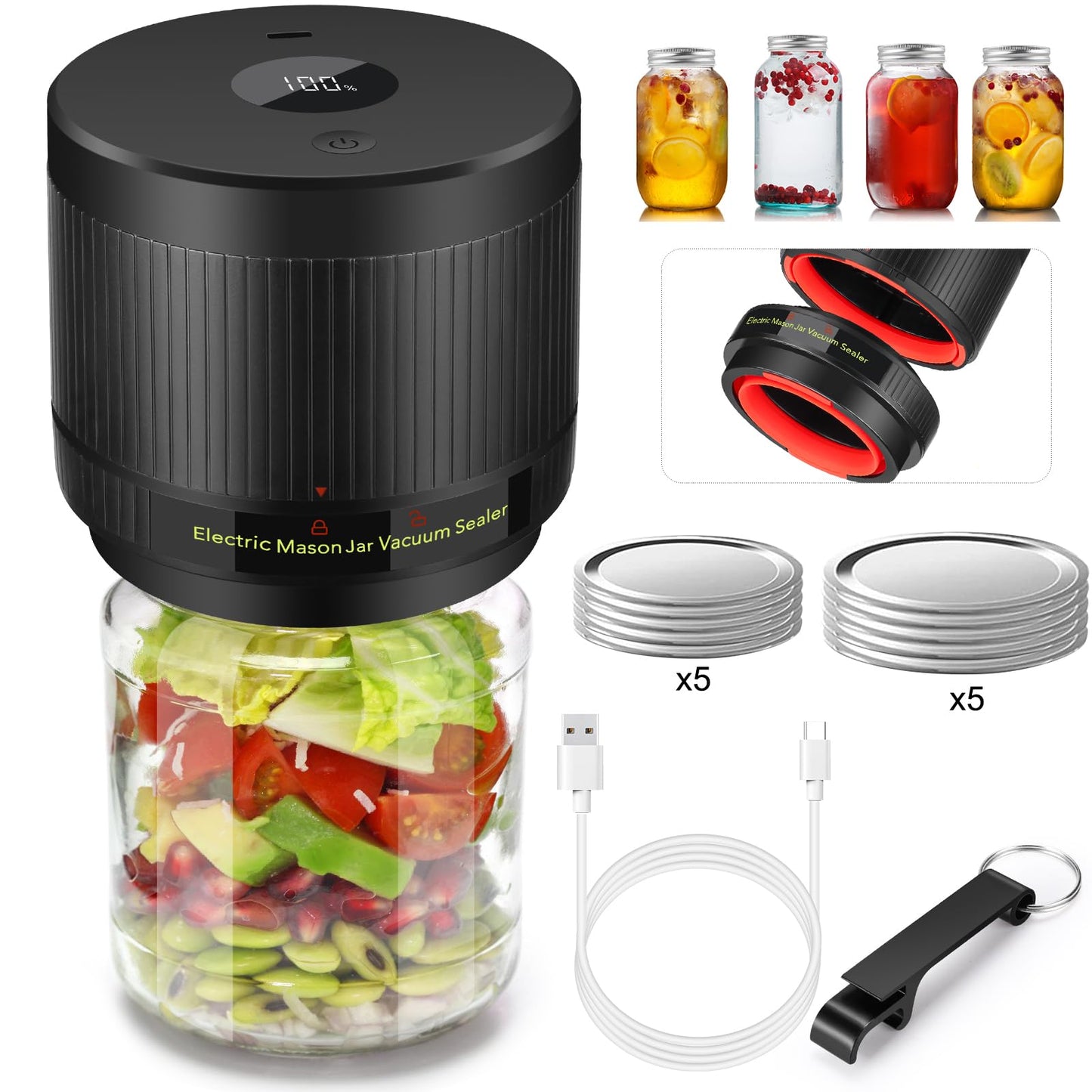 Electric Mason Jar Vacuum Sealer Kit