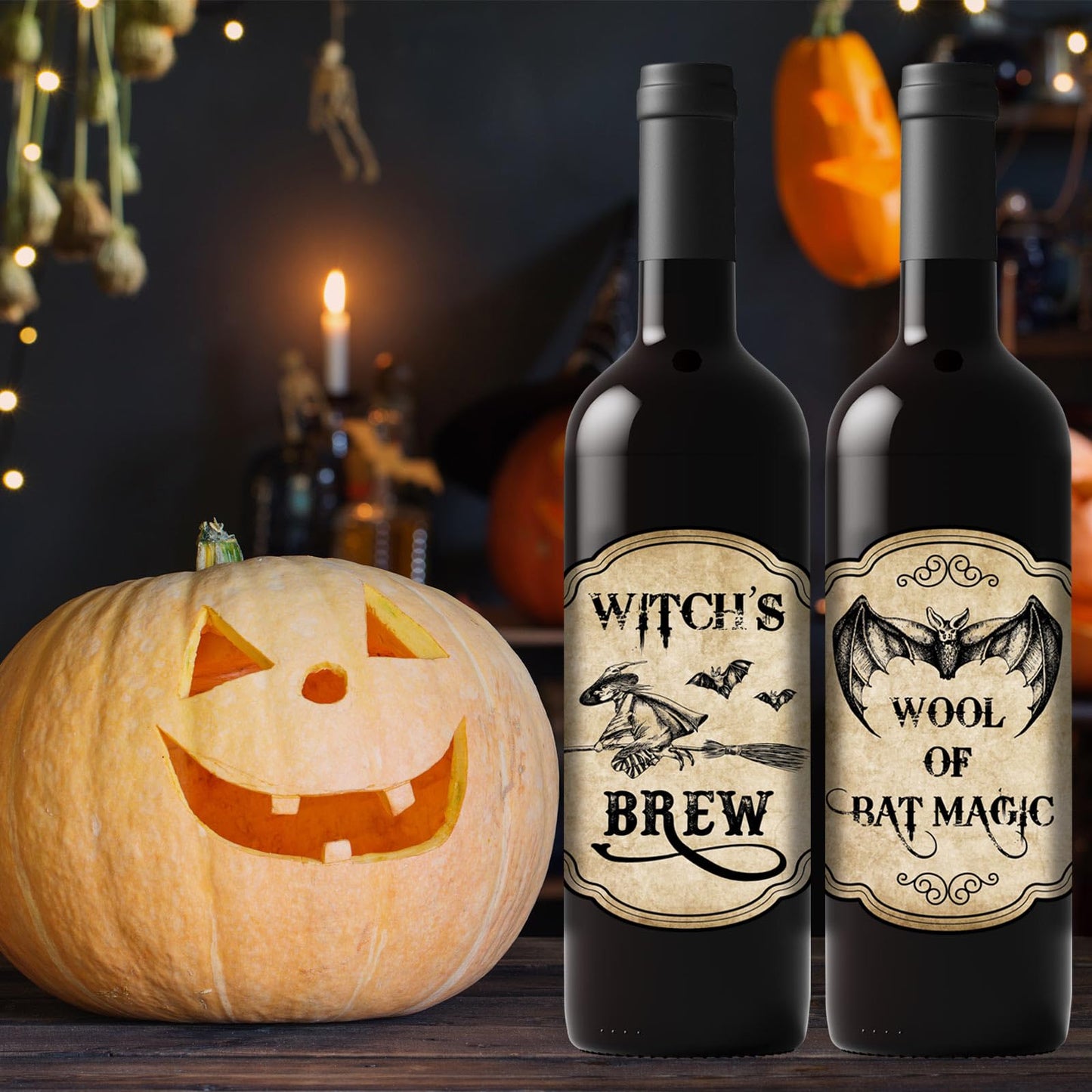 Halloween Wine Bottle Labels - 54 Stickers