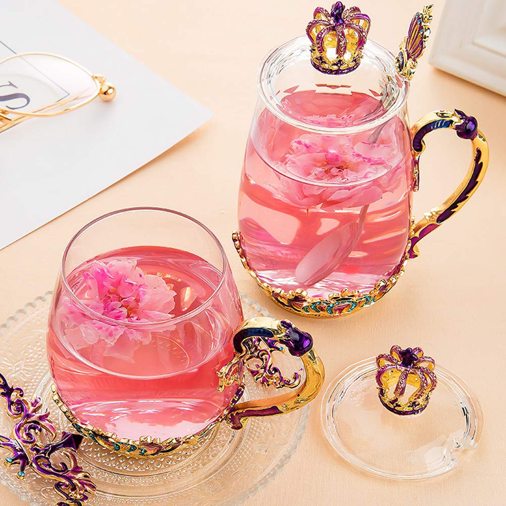 Tea Cup with Lid - Glass Coffee Mug