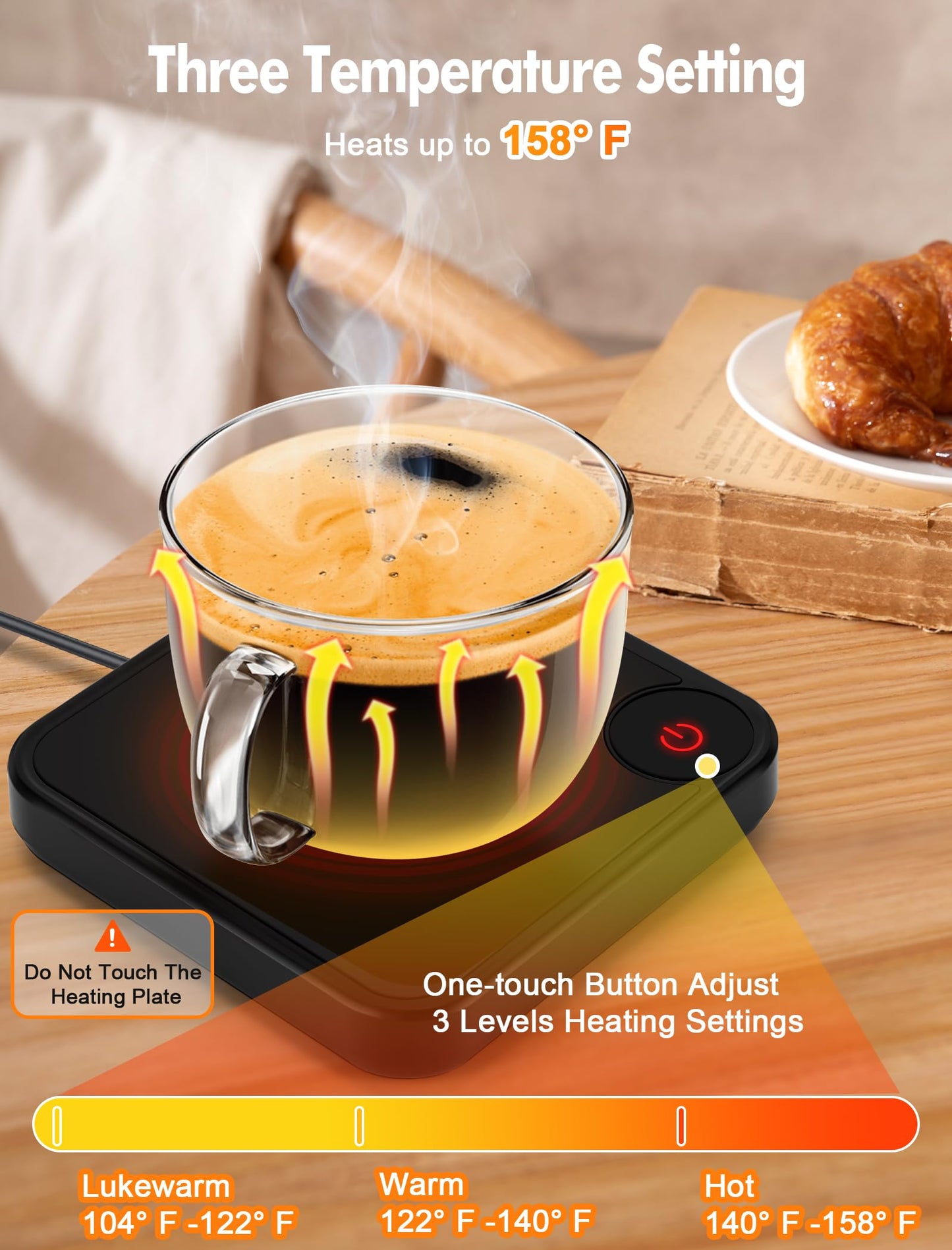 Electric Coffee Mug Warmer with 3 Temperature Settings