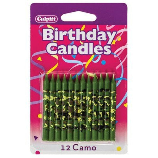 Camo Print Birthday Cake Candles - 12 Ct