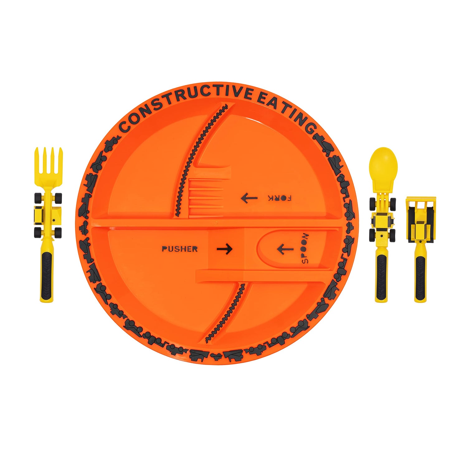 Constructive Eating Plate and Utensils Set - Construction Theme