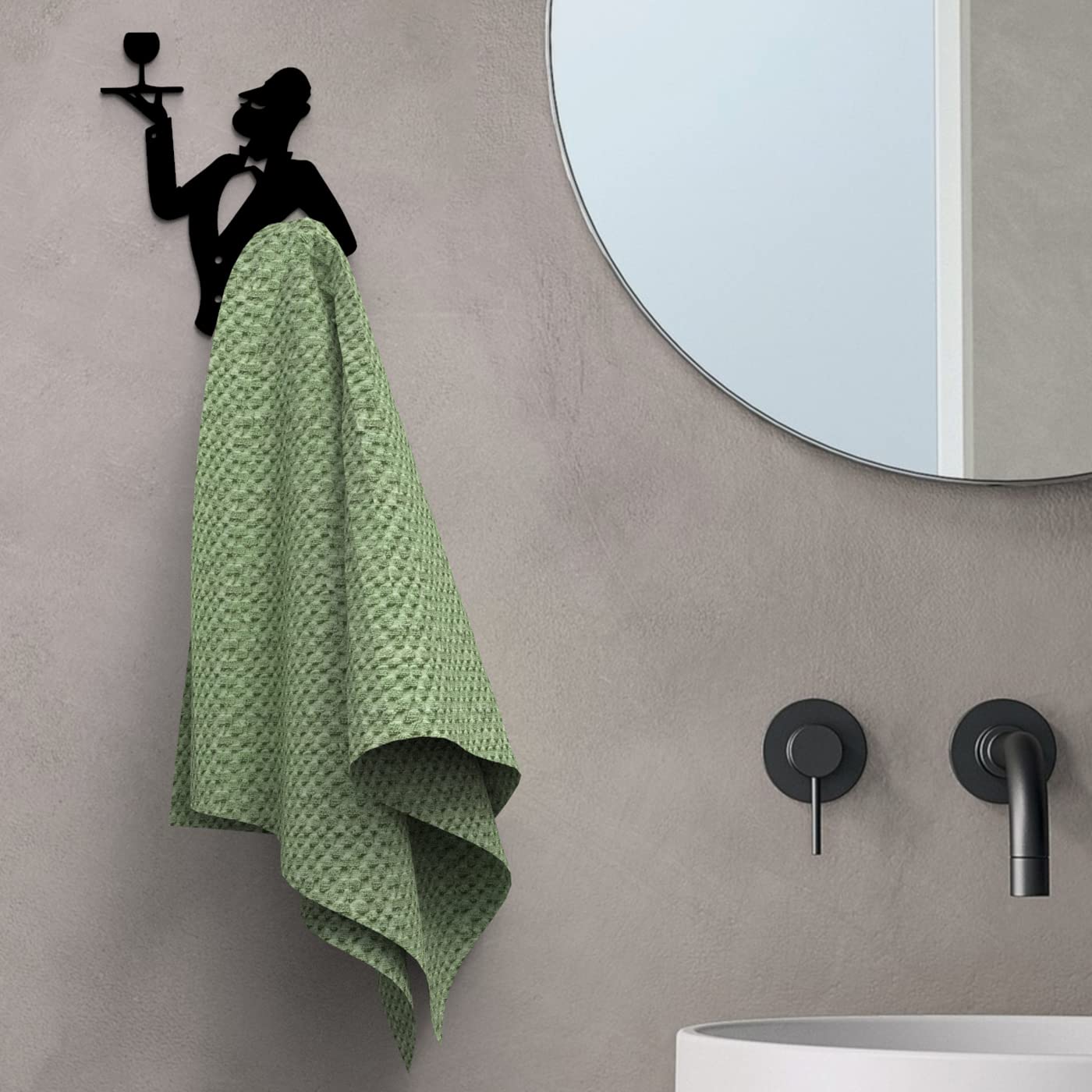 Black Towel Hook - Service Waiter Design