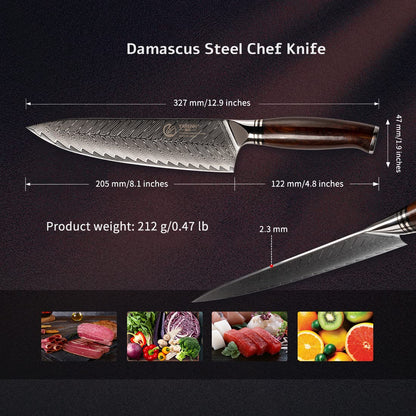 Damascus Chef Knife with Sheath