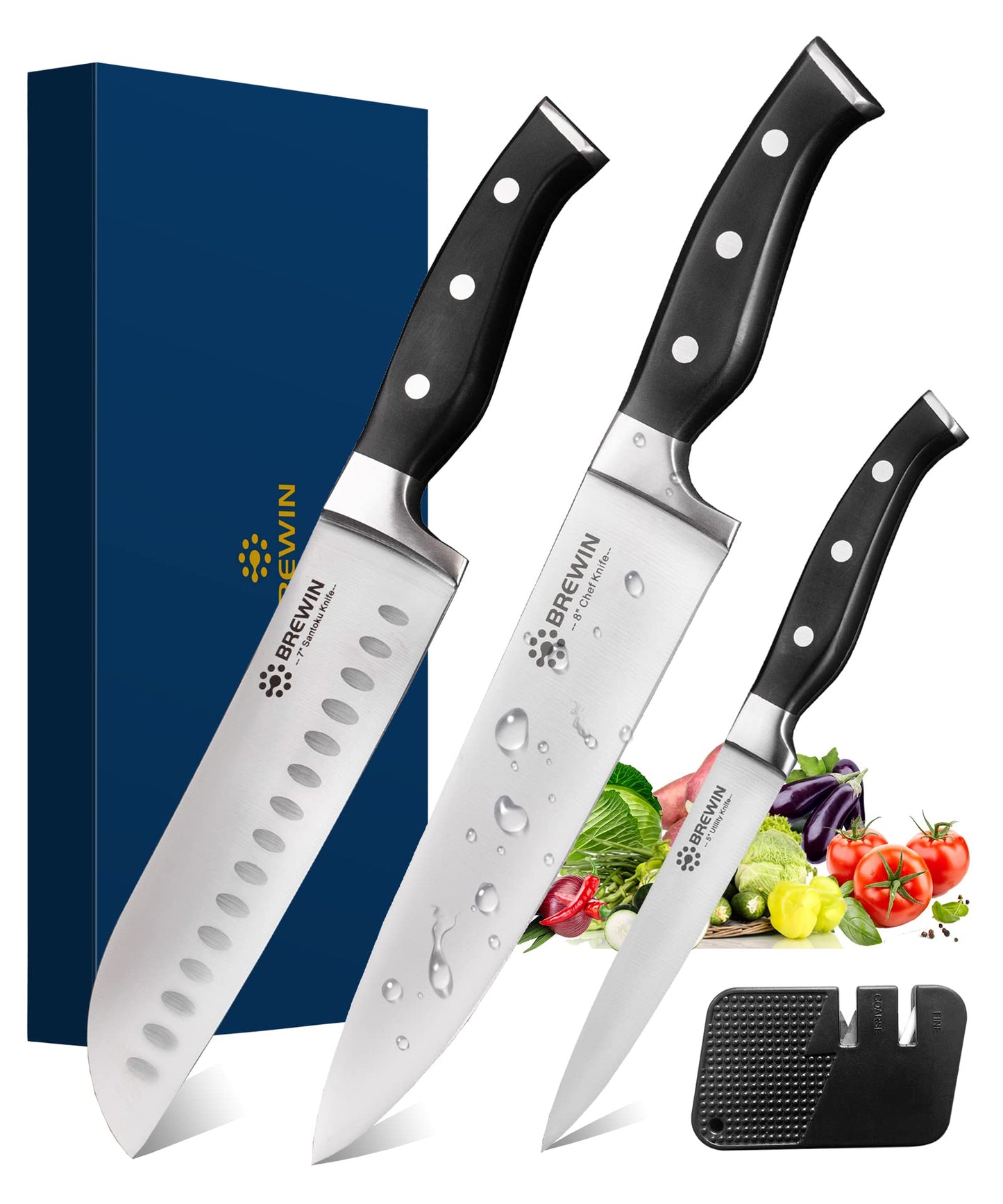 Professional 3PC Chef Knife Set - High Carbon Stainless Steel