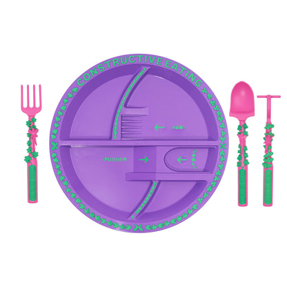 Constructive Eating Plate and Utensils Set - Garden Fairy Theme