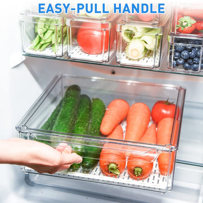 Stackable Refrigerator Organizer Bins with Lids, BPA-Free