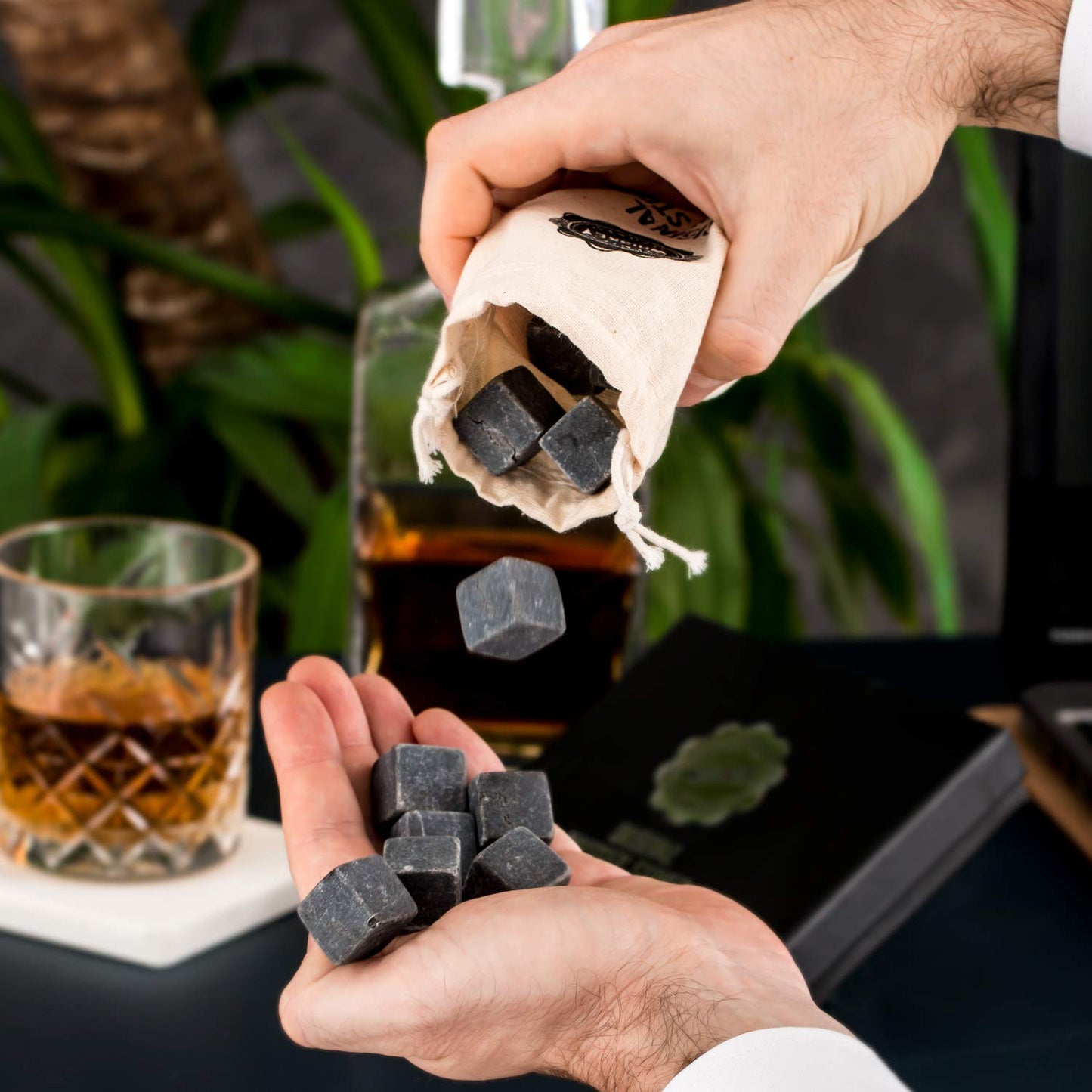 Whiskey Stones Gift Set with 12 Pcs Stones