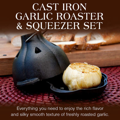 Cast Iron Garlic Roaster and Squeezer Set