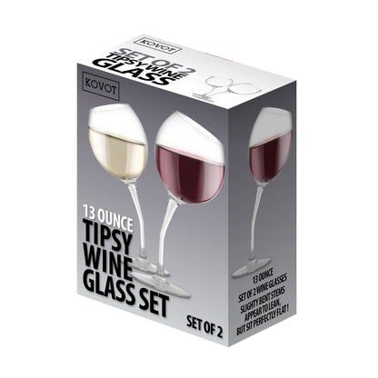 Tipsy Wine Glass Set - 2 Tilted Glasses