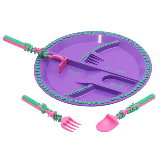 Constructive Eating Plate and Utensils Set - Garden Fairy Theme