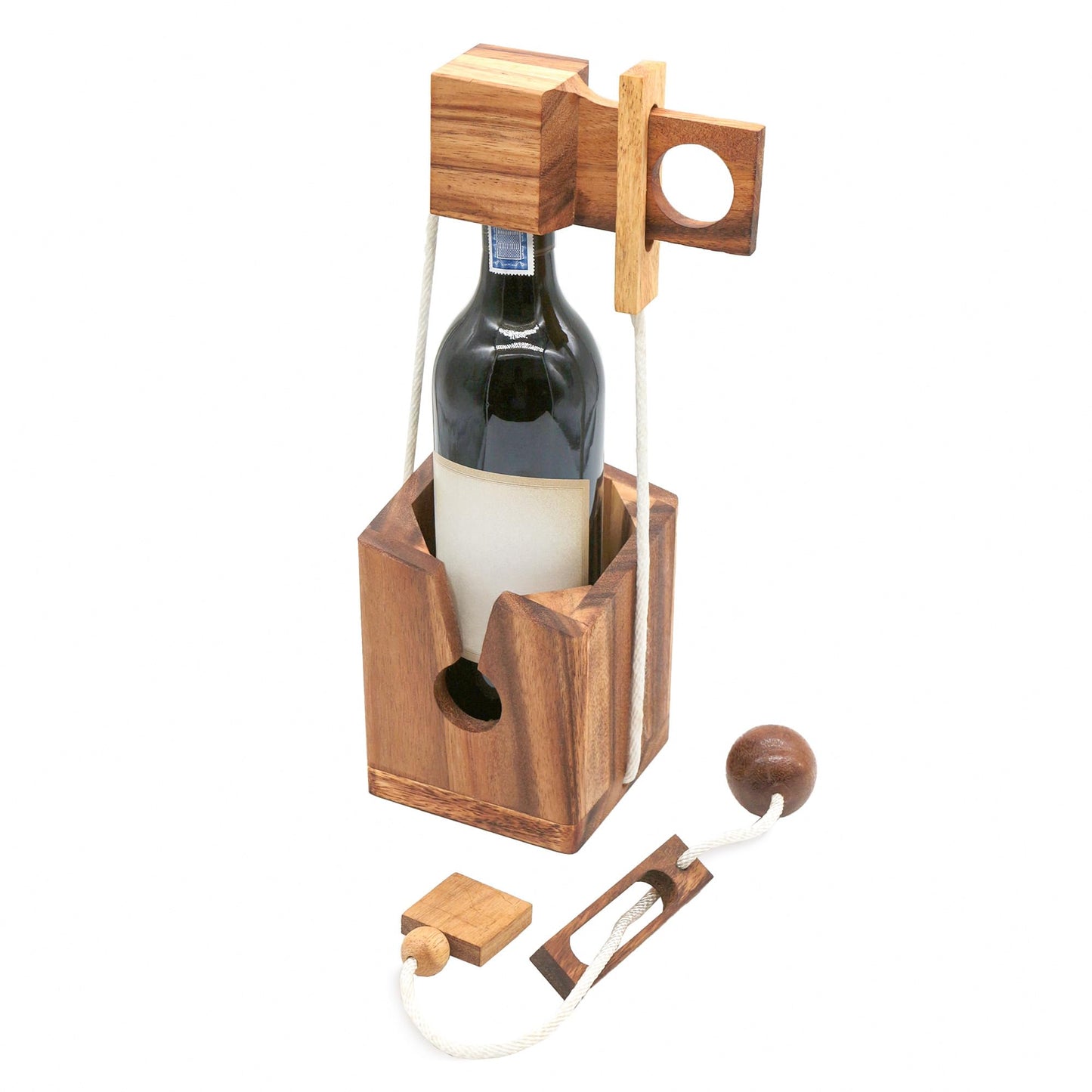 Wine Bottle Puzzle - Wooden Wine Holder and Lock Puzzle