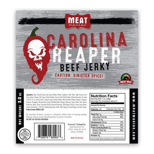 Carolina Reaper Beef Jerky - No Nitrites