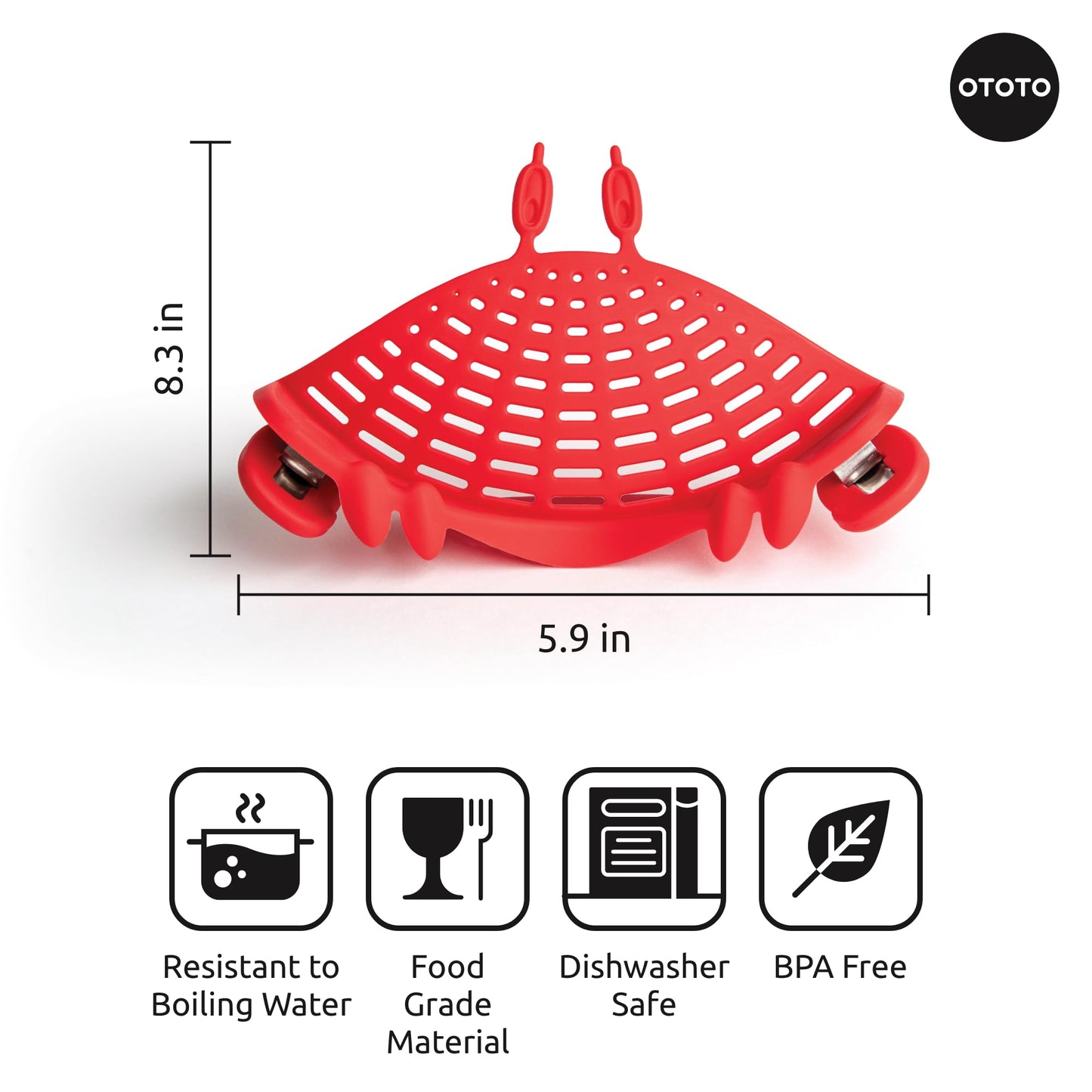 Crabby Clip-On Pasta Strainer