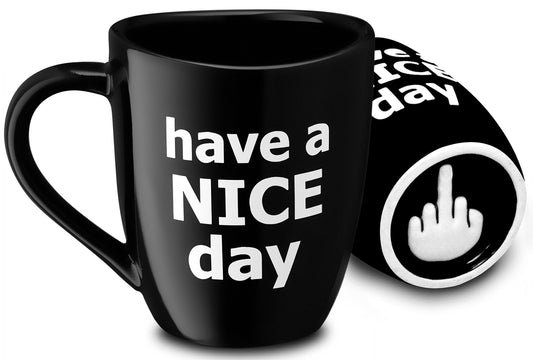 Funny Coffee Mug with Middle Finger on Bottom
