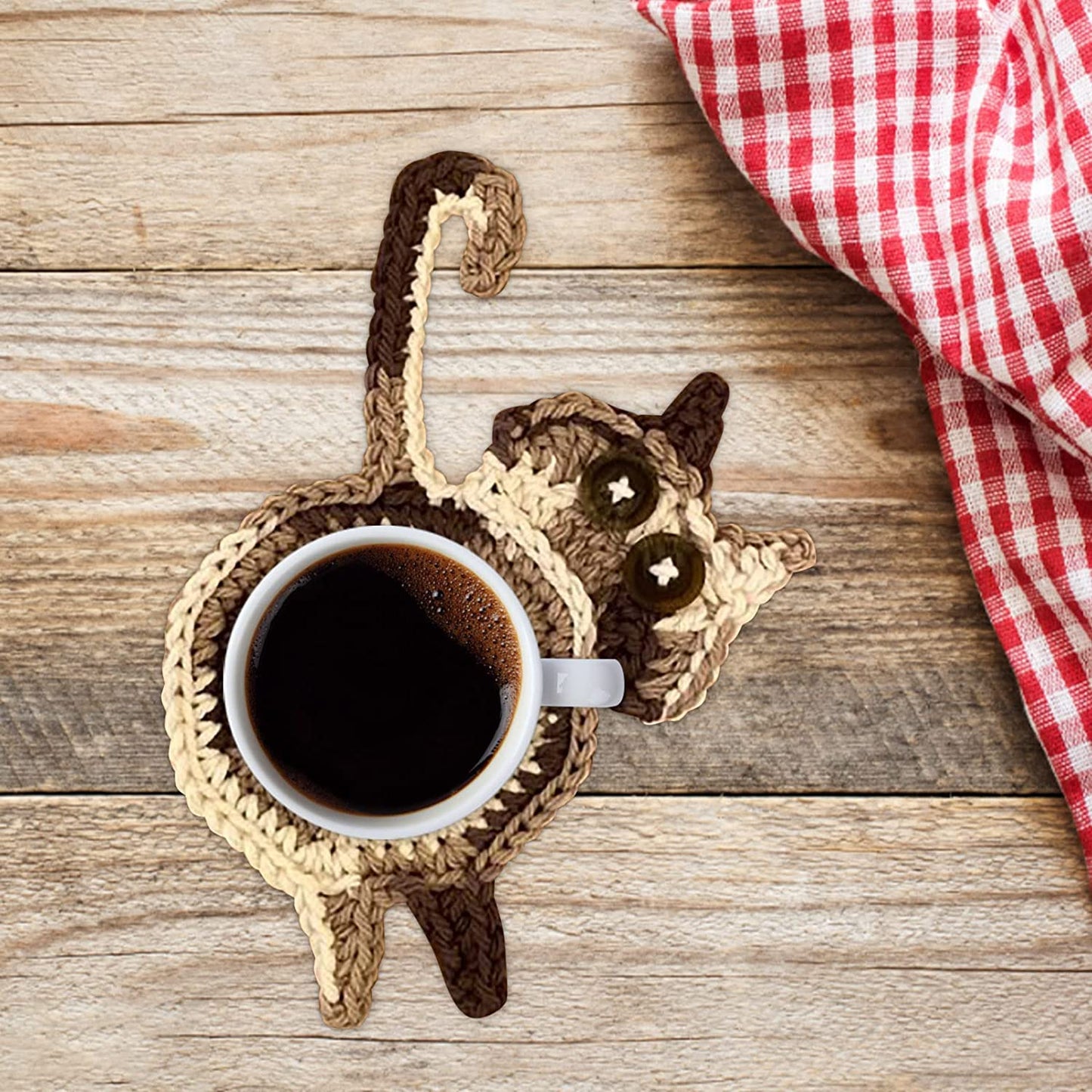 Cat Coaster Set - 3PCS Woven Insulation Coasters For Tea or Coffee