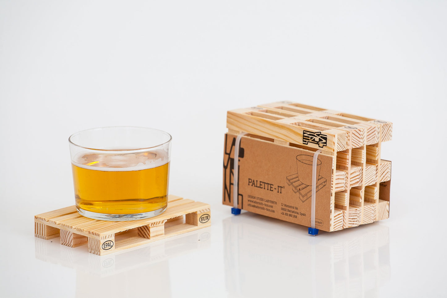 Mini Euro Pallet Wood Drink Coasters - 8 Pack