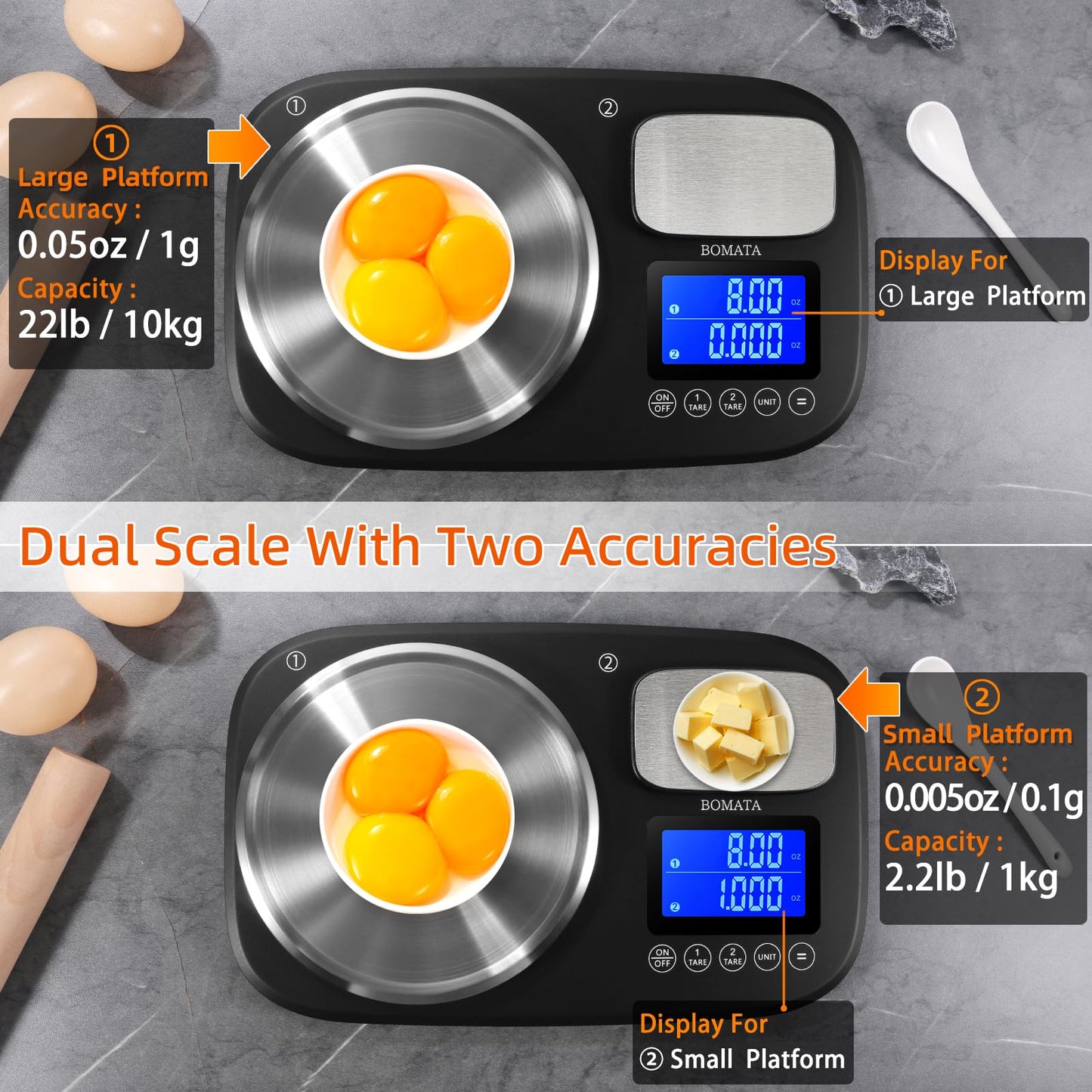 Large Dual Platform Digital Kitchen Scale