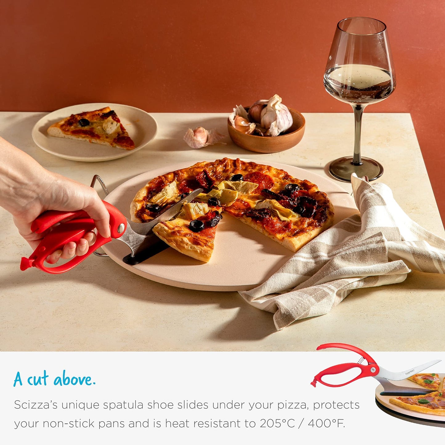 Pizza Scissors with Protective Server