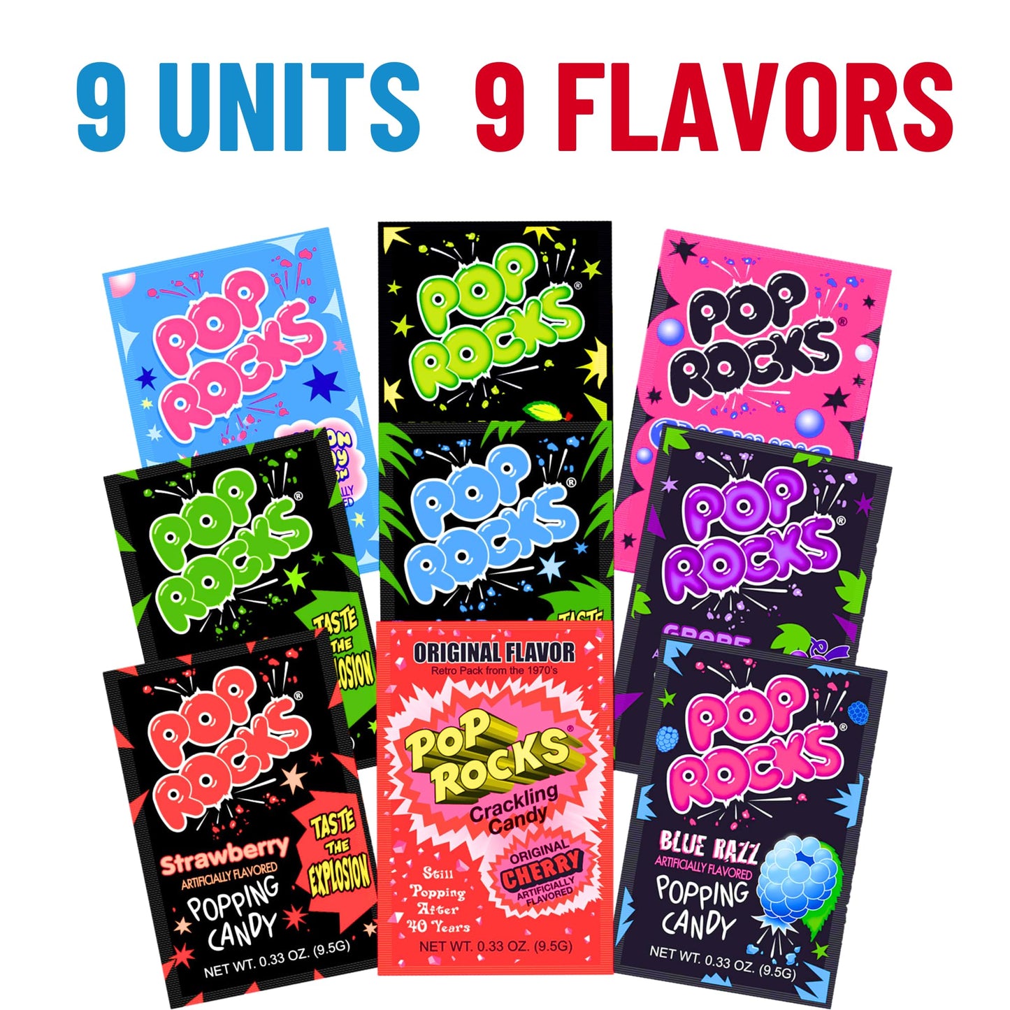 Pop Rocks Candy Variety Pack - 9 Flavors