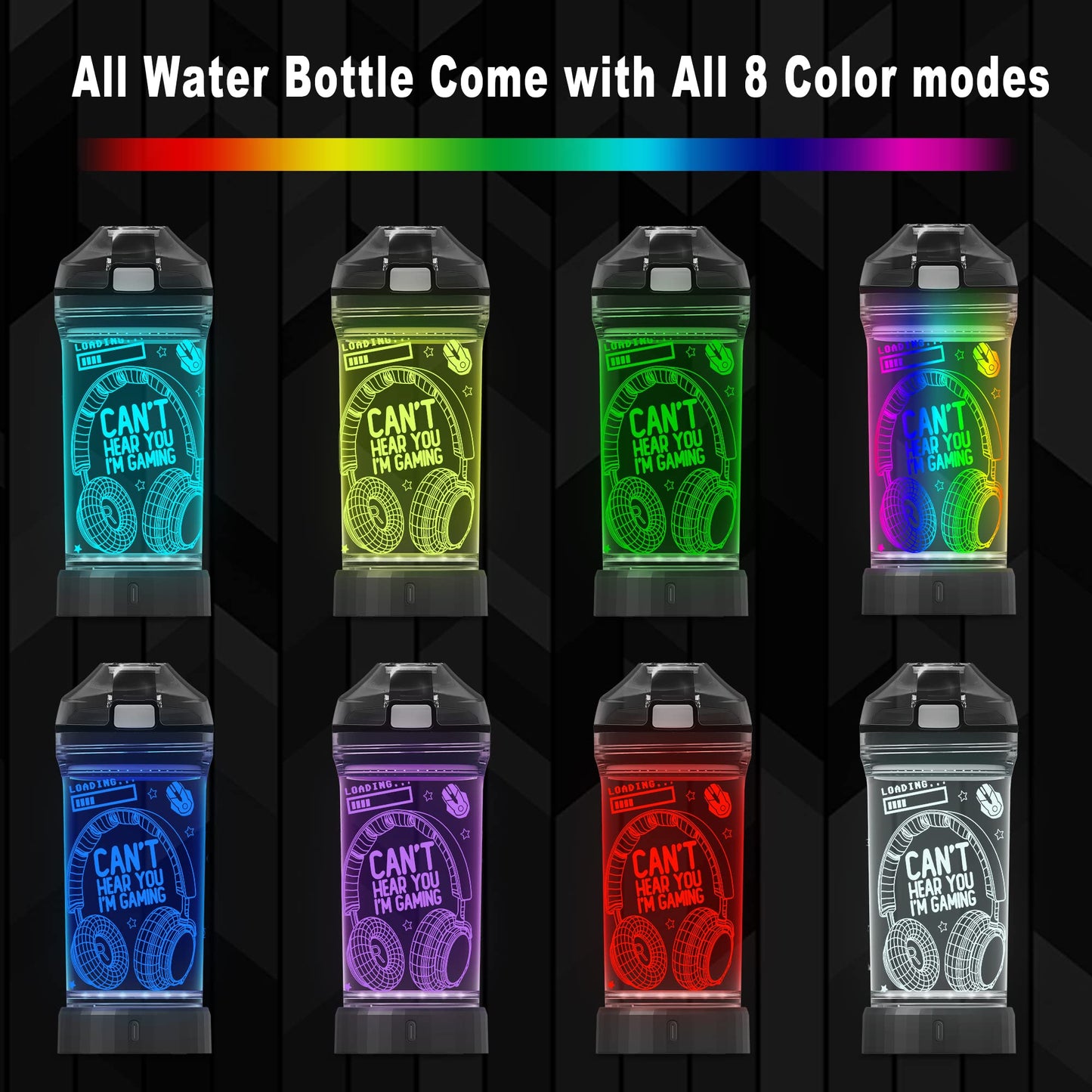 Gaming Water Bottle with 7 Color Lights