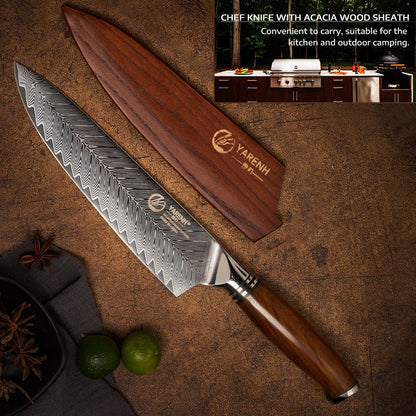 Damascus Chef Knife with Sheath