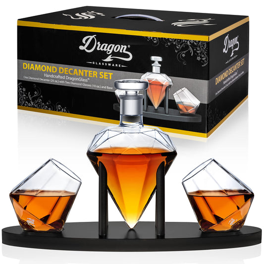 Whiskey Decanter Set with Diamond Glasses