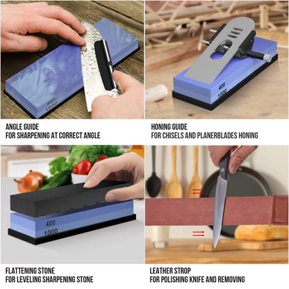 Knife Sharpening Stone Set with Accessories