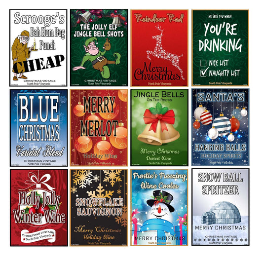 Christmas Wine Bottle Labels Set