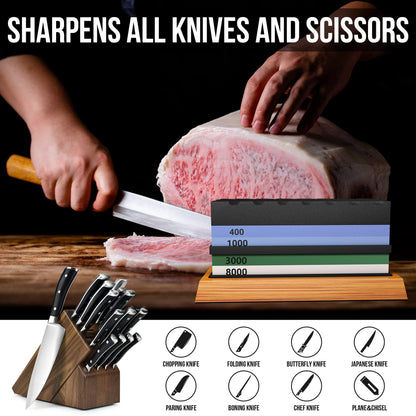 Knife Sharpening Stone Set with Accessories