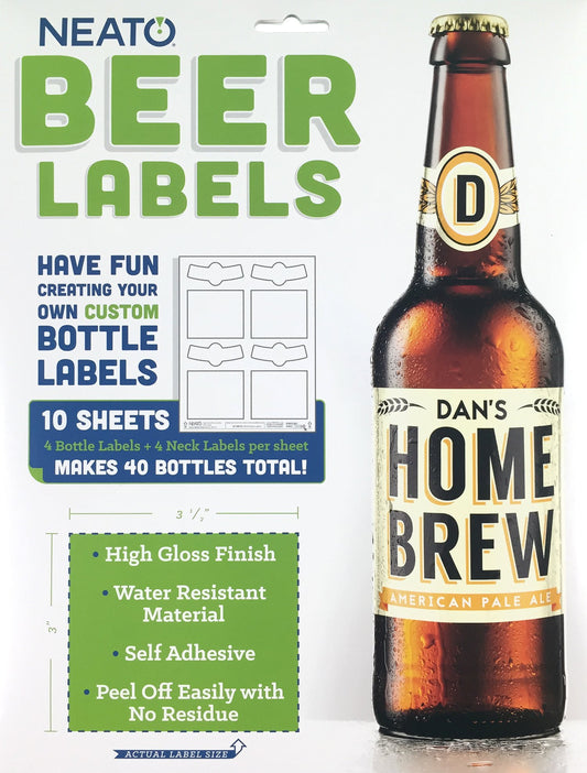 Glossy Beer Bottle Labels - 10 Sheets