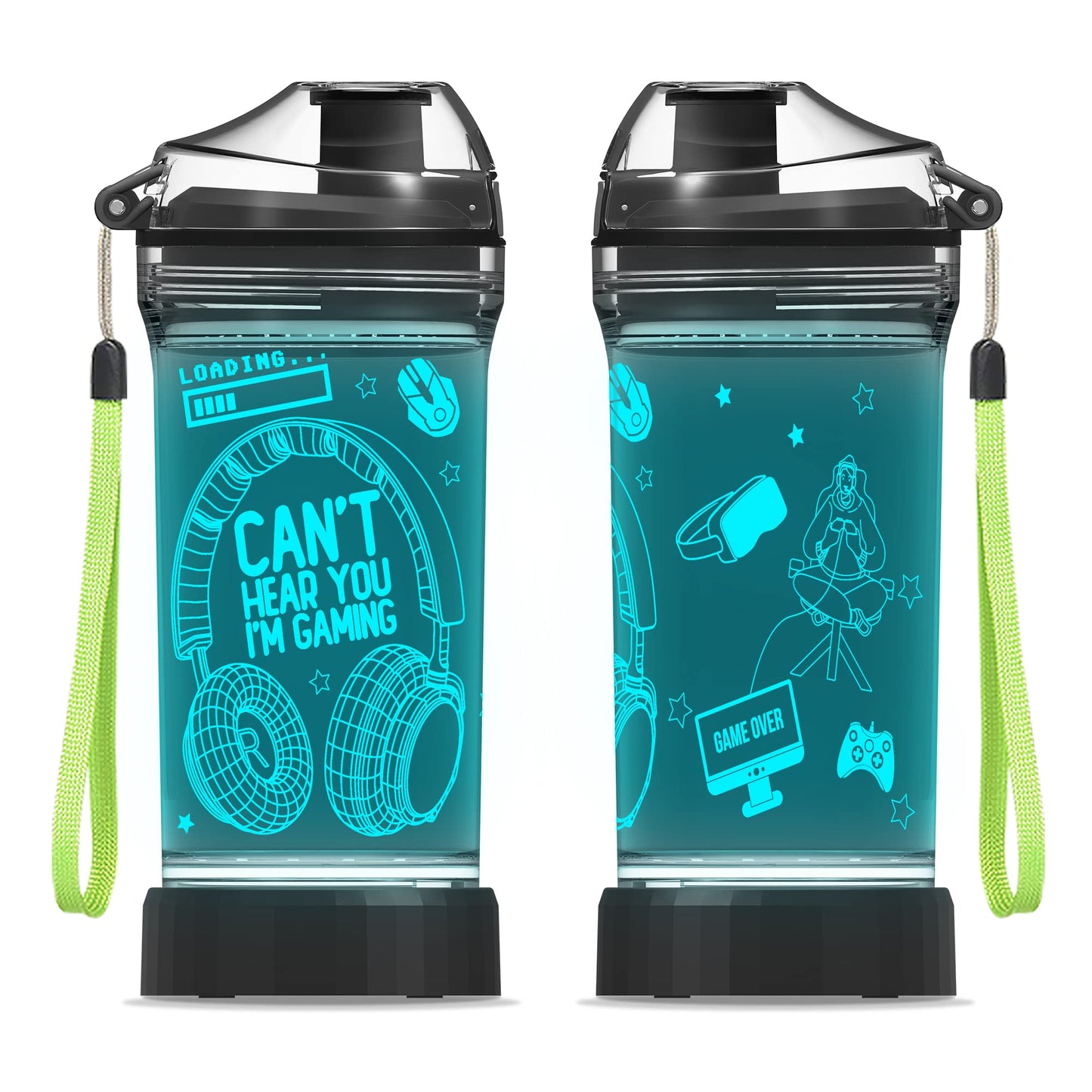 Gaming Water Bottle with 7 Color Lights