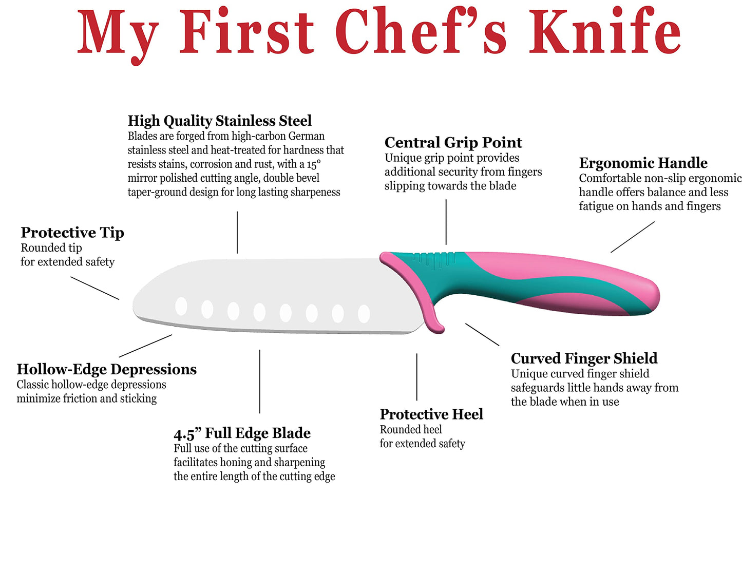 My First Chef's Knife for Kids - German Stainless Steel