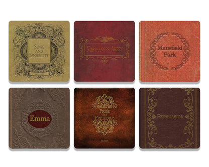 Jane Austen Books Coaster Set - 6 Pieces