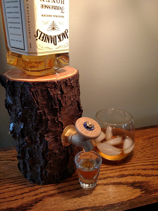 Real Wood Log Liquor Dispenser