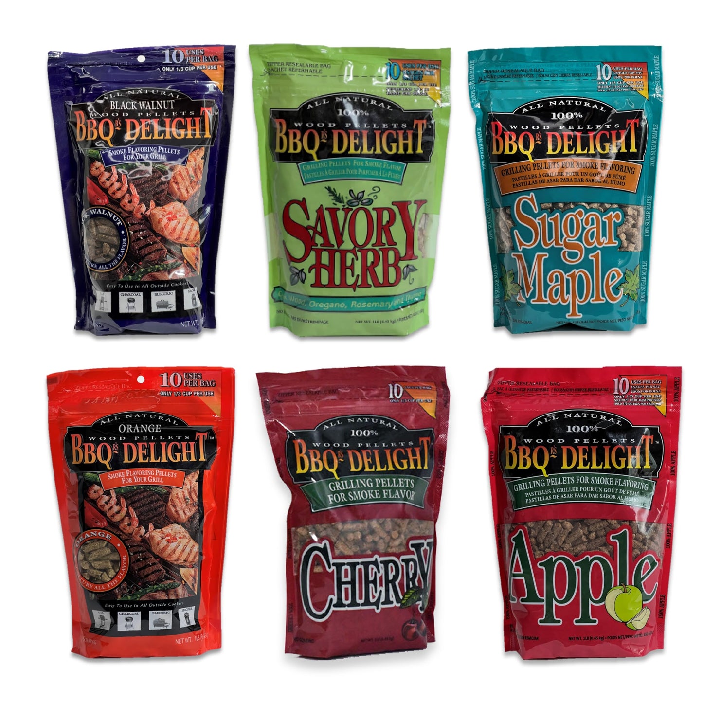 Wood Smoking Pellets Variety Pack - Apple, Hickory, Mesquite, Cherry, Pecan, Jack Daniel's