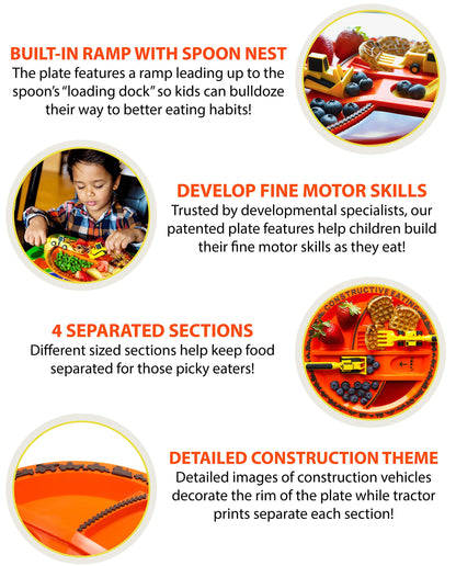 Constructive Eating Plate and Utensils Set - Construction Theme